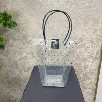 Lüks Şeffaf Puantiyeli Plastik Çanta 25 cm - 23020 -